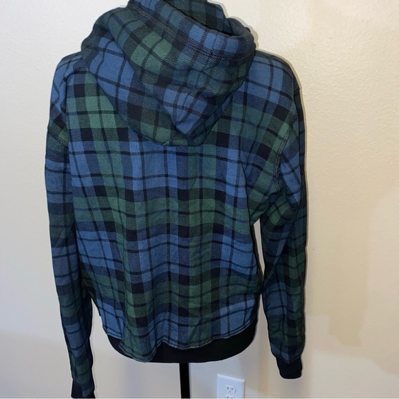 Abercrombie & Fitch Blue Green Plaid Hoodie - Picture 6 of 8